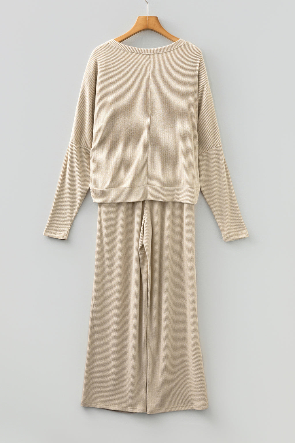 Jet Stream 3D Ribbed V Neck Pullover Drawstring Pants 2 Piece Lounge Set