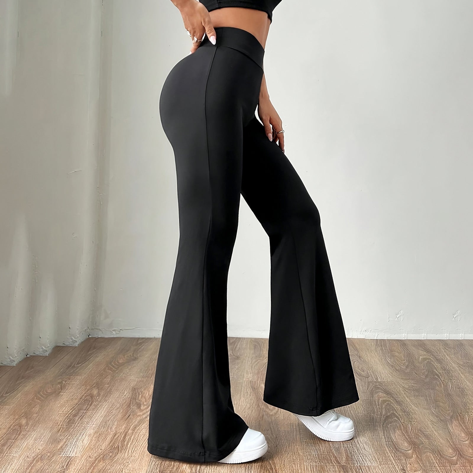 Casual High Waist Hip Lift Bootcut Trousers