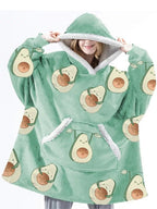 Christmas Pajamas Flannel Printed Hooded Blanket