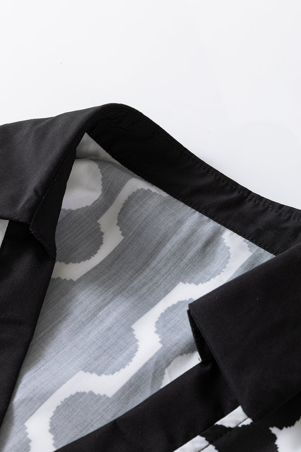 Black Polka Dot Floral Printed V Neck Long Sleeve Shift Mini Dress