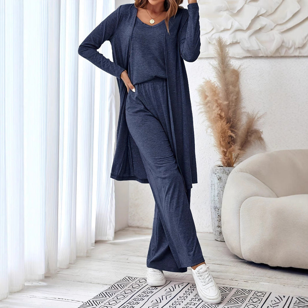 Sling Top Long Cardigan Trousers Three Suit