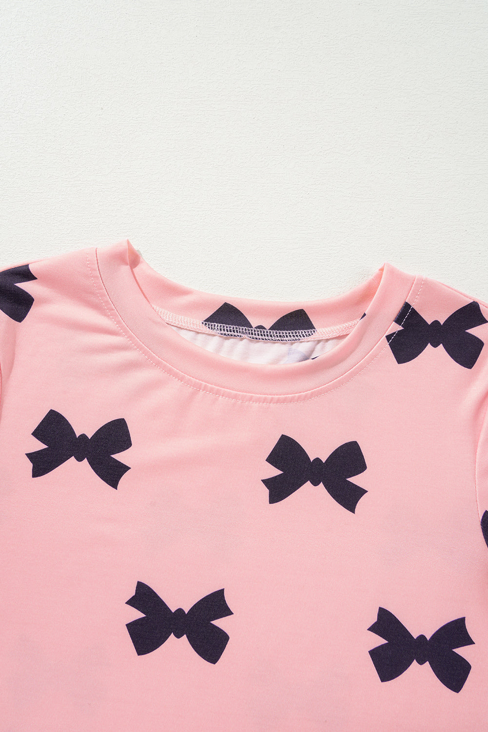 Pink Bow Printed Short 2pcs Lounge Set