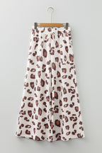 Pink Drawstring Leopard Print Patch Pocket Loose Pants