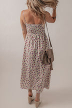 Multicolour Bohemian Ditsy Floral Smocked Fit Flare Sundress