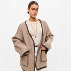 Lace-up Knitted Cardigan Loose Mid-length Sweater Coat