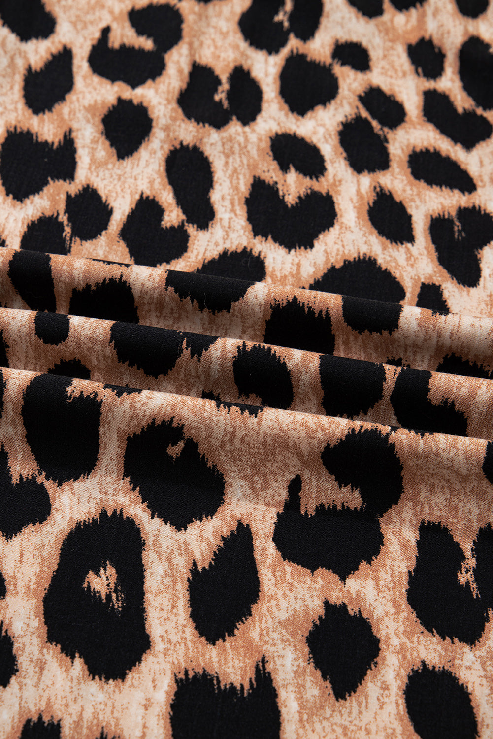 Brown Leopard Print Smocked Detail Flowy Midi Dress