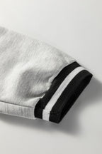 Light Grey Striped Trim V Neck Long Sleeve Preppy T Shirt Dress