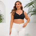 Front Button Printed Wireless Plus Size Bra