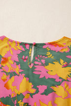 Multicolour Floral Print Long Sleeve Smocked Ruffled Mini Dress