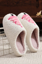 White Plush Christmas Tree Color Contrasted Liner House Slippers