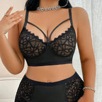 Women's Fashion Lace Bra T-back Two-piece Set
