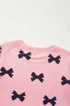 Pink Bow Printed Short 2pcs Lounge Set