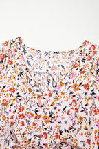 Red Boho Half Sleeve Floral V Neck Maxi Dress