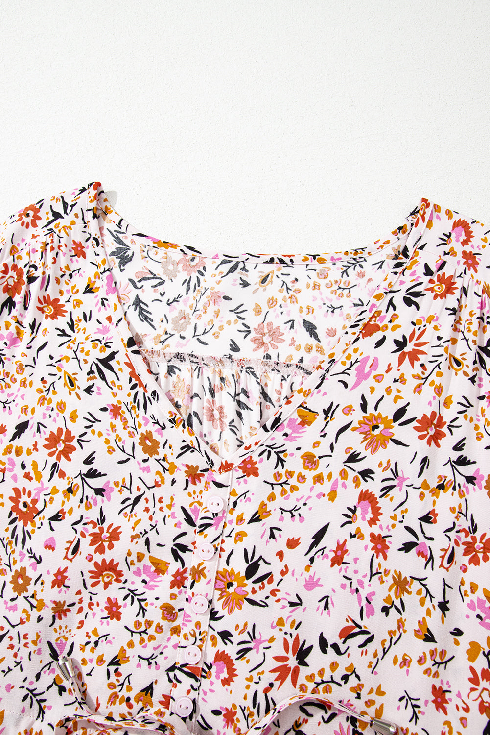 Red Boho Half Sleeve Floral V Neck Maxi Dress