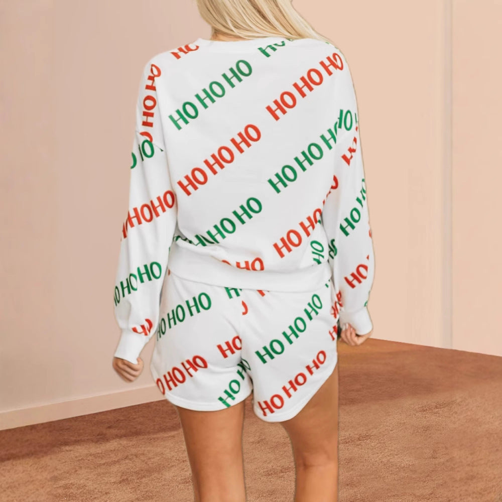 All-match Letters Printed Long-sleeved Two-piece Suit