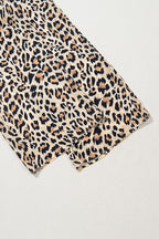 Parchment Leopard Drawstring Elastic Waistband Flowy Wide Leg Pants