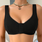 Front Button Thin Non-magnetic Wireless Push-up Bra