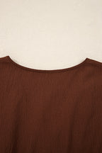 Burgundy Floral Embroidered Tassel Tie Waist Long Sleeve Mini Dress