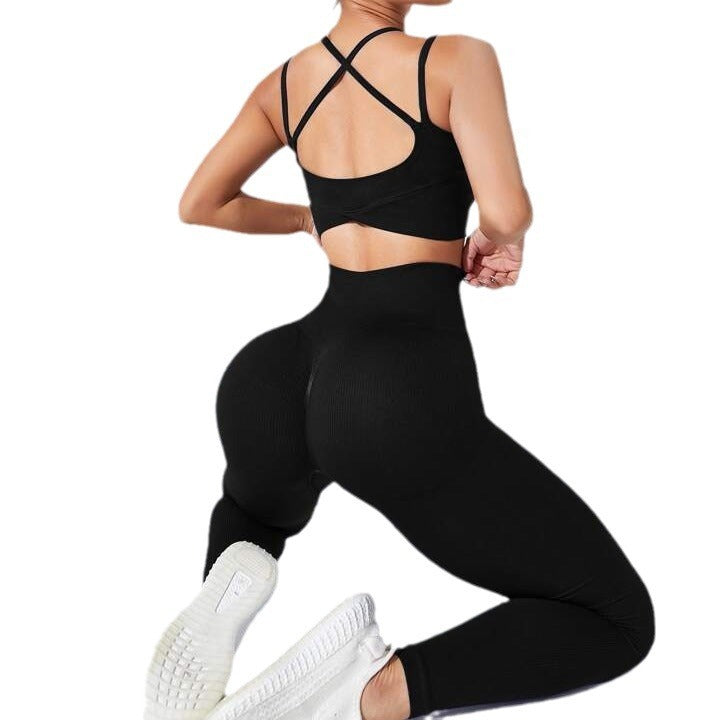 6 Color Thread Cross Waist Bra Trousers Suit