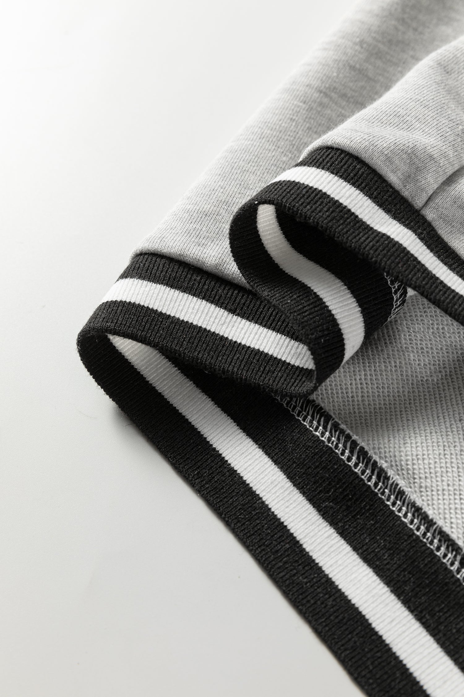 Light Grey Striped Trim V Neck Long Sleeve Preppy T Shirt Dress