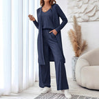 Sling Top Long Cardigan Trousers Three Suit