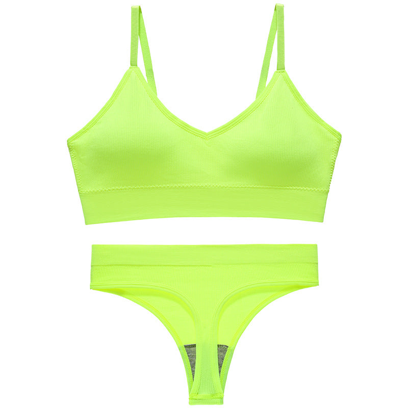 Simple Wireless Spaghetti Strap Bra Shorts Suit