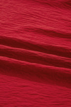 Racing Red Contrast Embroidered Detail Cinched Waist Tiered Long Sleeve Maxi Dress