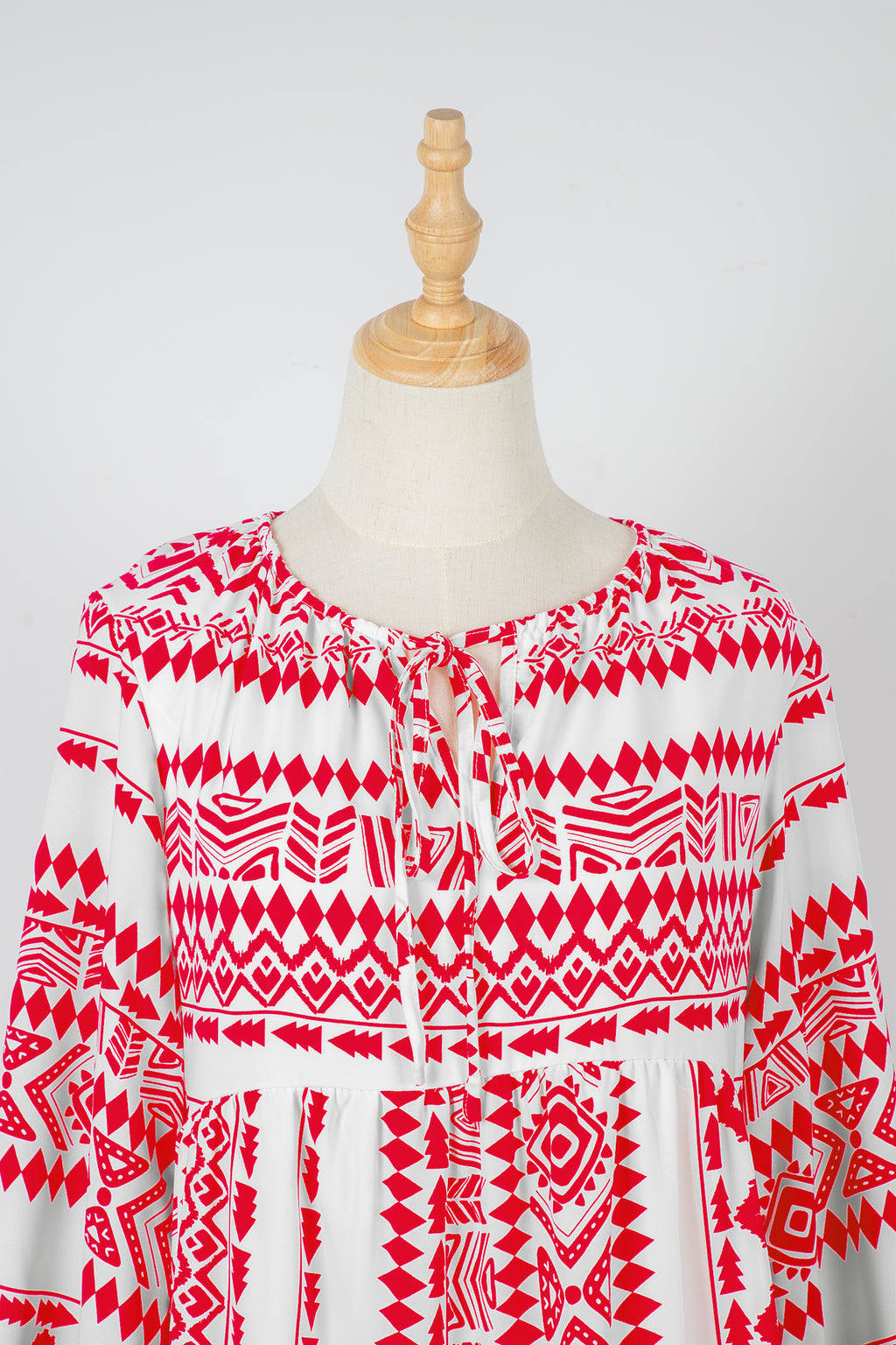 Red Boho Printed Half Sleeve Maxi Dress