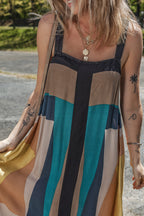 Brown Retro Geometric Printed Y Back Sleeveless Dress