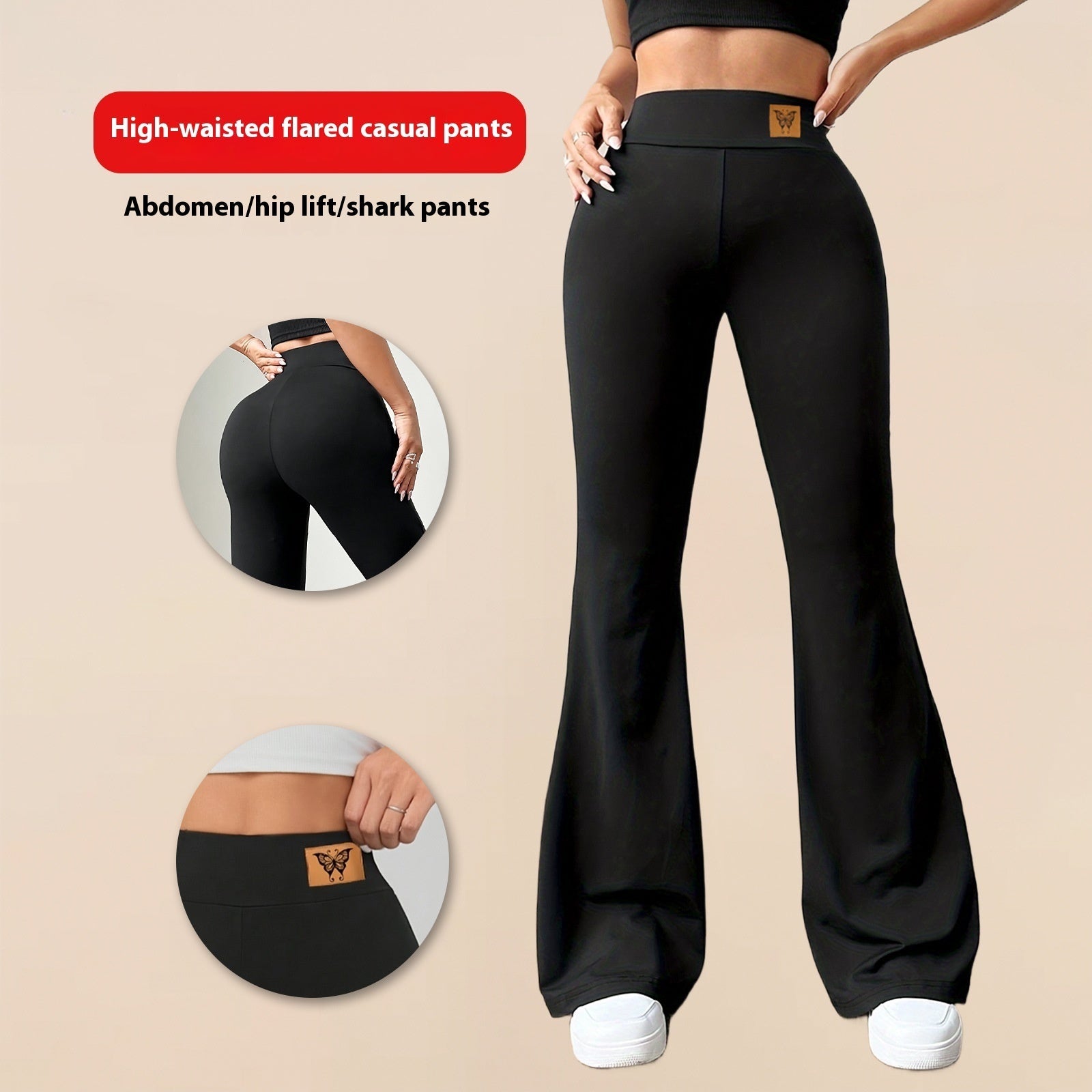 Casual High Waist Hip Lift Bootcut Trousers