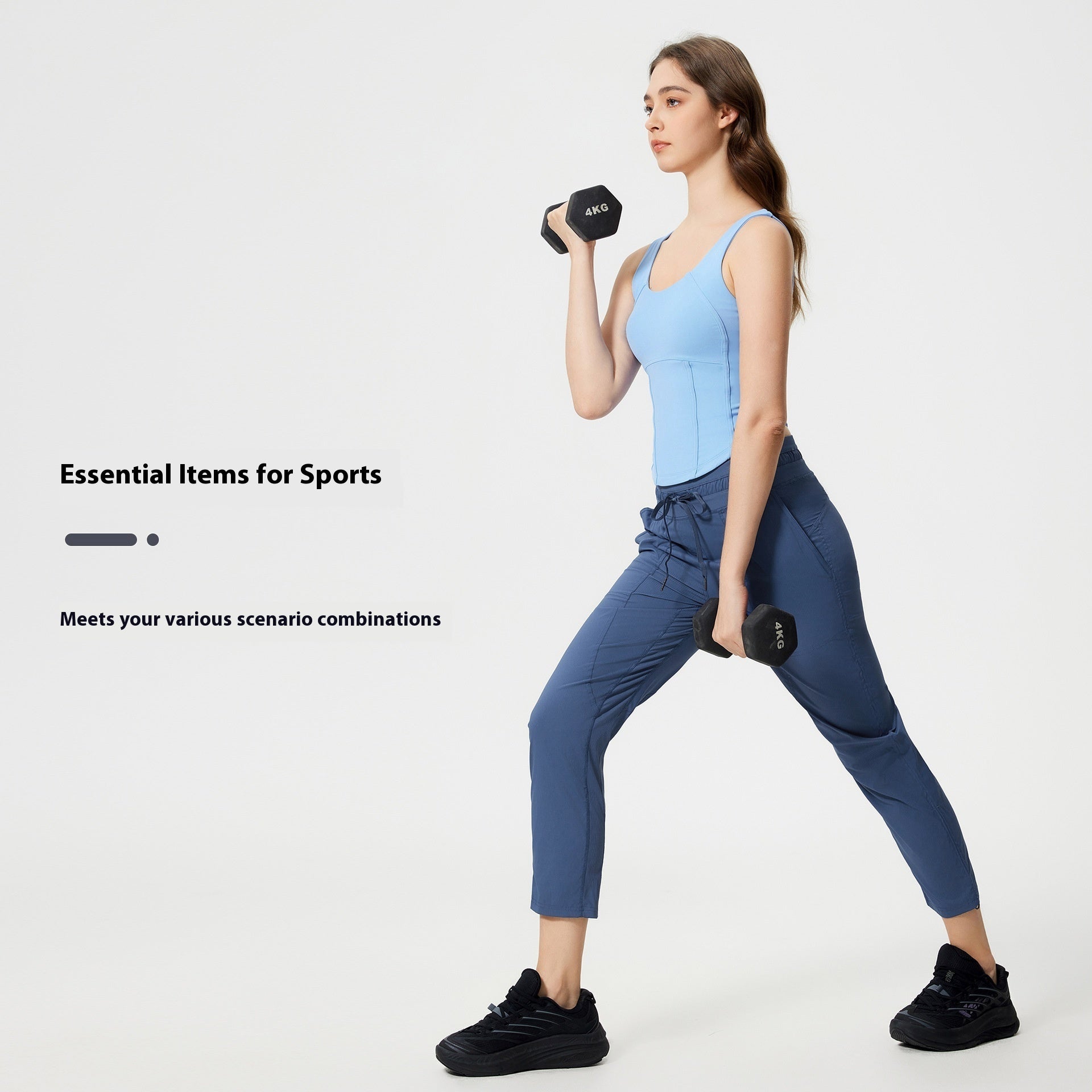 Quick-drying Breathable Running Fitness Straight Cropped Pants