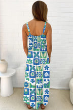 Multicolour Floral Maxi Sundress with Ricrac Trim