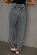 Elmwood Mineral Wash Jogger Style High Waist Casual Pants
