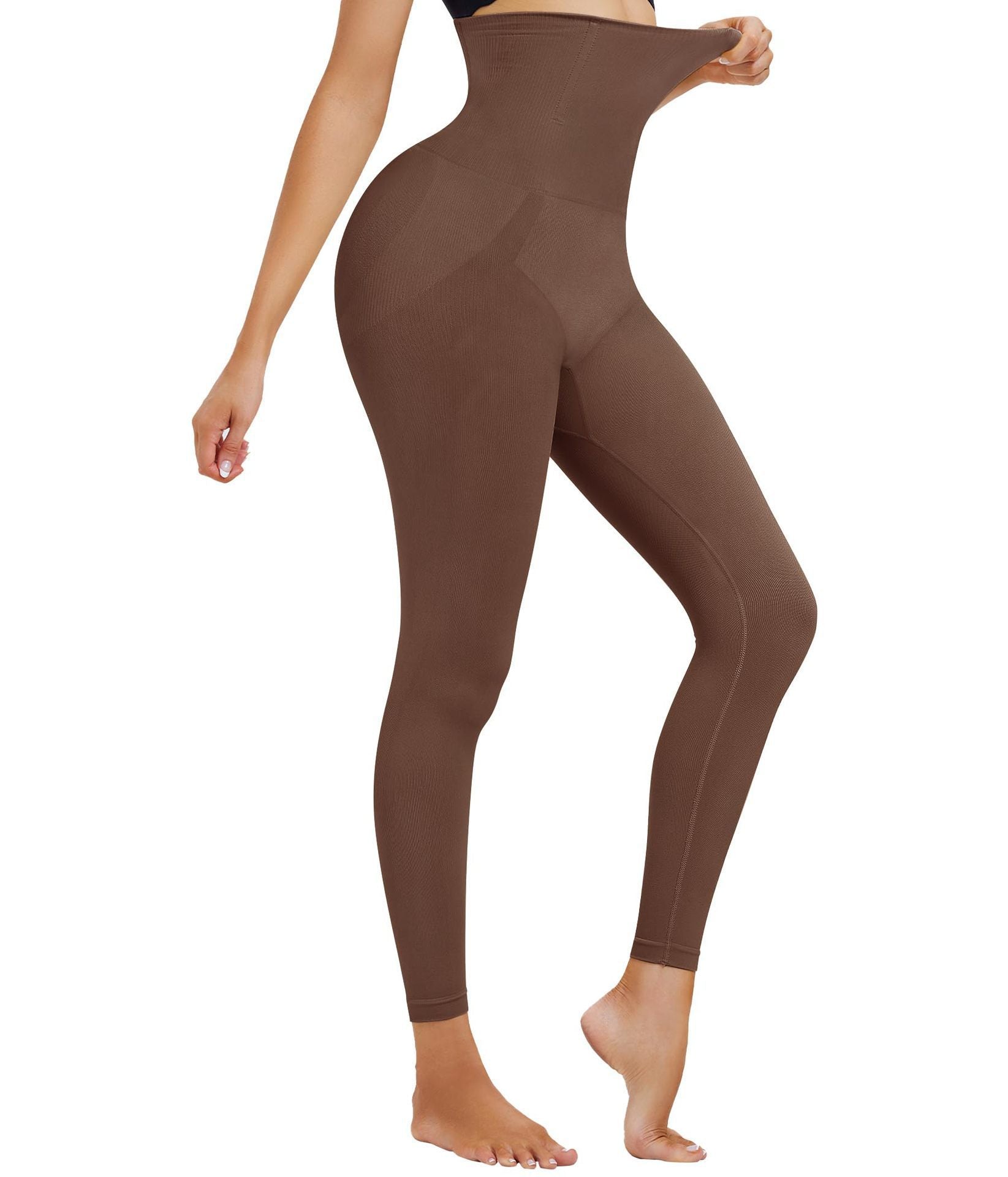 High Waist Cropped Pants High Elasticity Waist Slimming And Belly Contracting